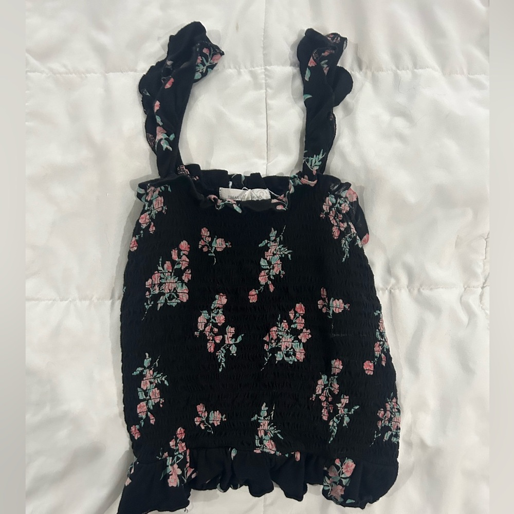 Black crop top with flowers